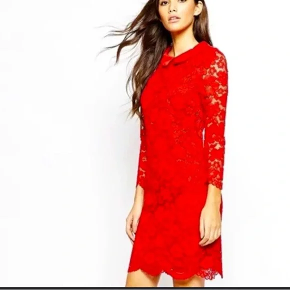 chinese dress ladies RED LACE DRESS  codressing